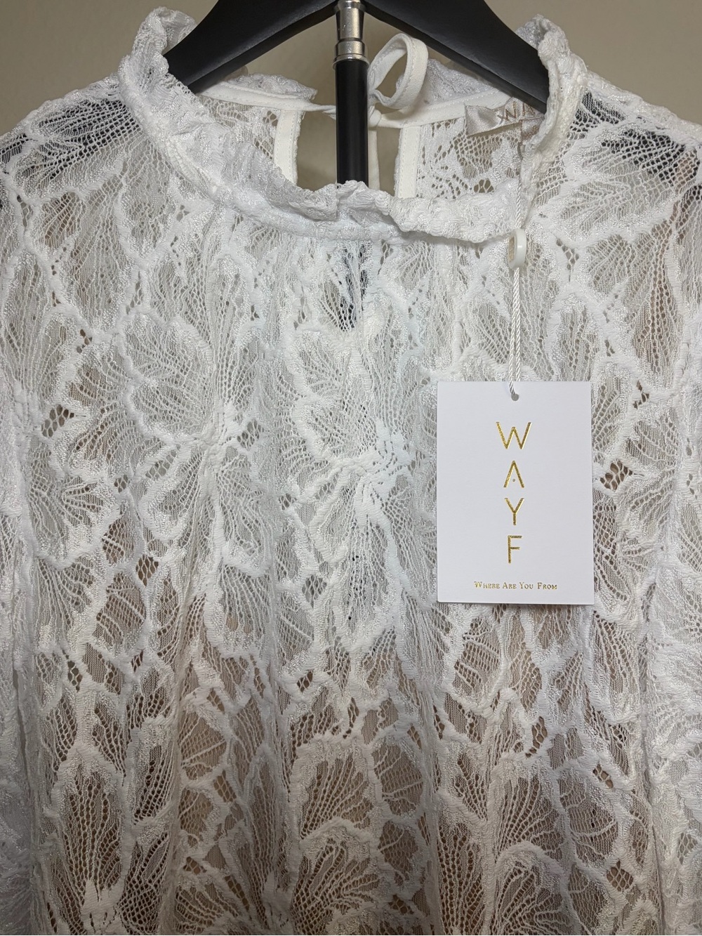 Wayf White Floral Lace Blouse